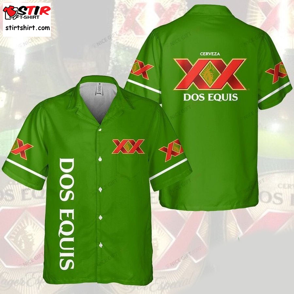 Dos Equis Xx Green Hawaiian Shirt  s Green