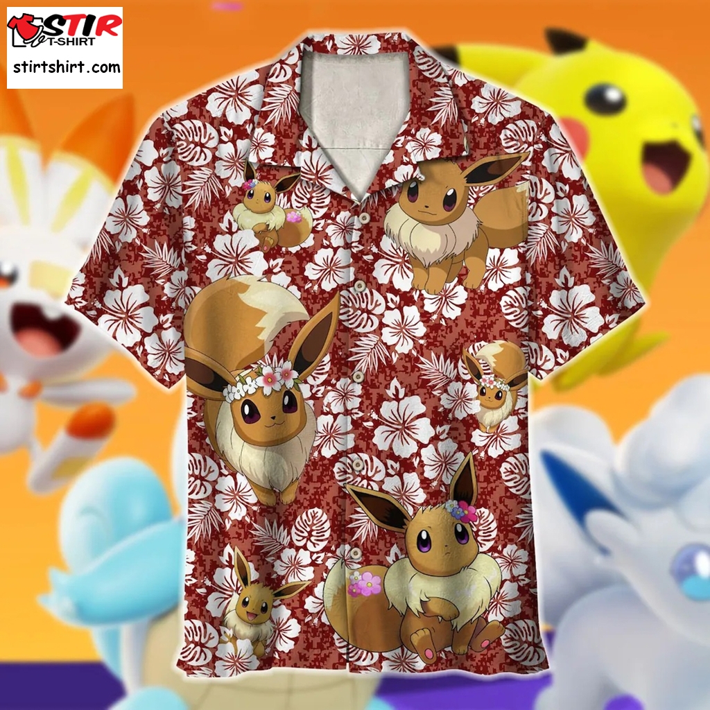 Eevee Pokemon Hawaiian Shirt And Short Sleeve Shirt  Pokemon s