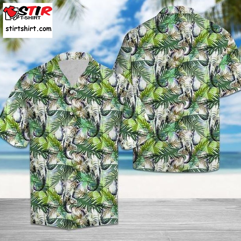 Elephant Tropical Palm Leaves Hawaiian Shirt Pre10559, Hawaiian Shirt, Beach Shorts, One Piece Swimsuit, Polo Shirt, Funny Shirts, Gift Shirts