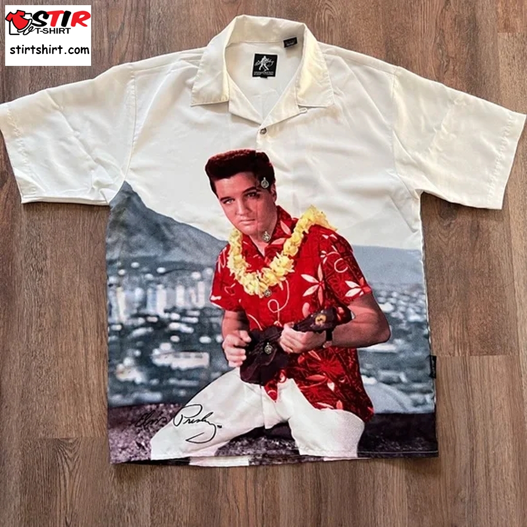 Elvis Presley Rare Vintage Button Up Hawaiian Shirt Aloha  Elvis s