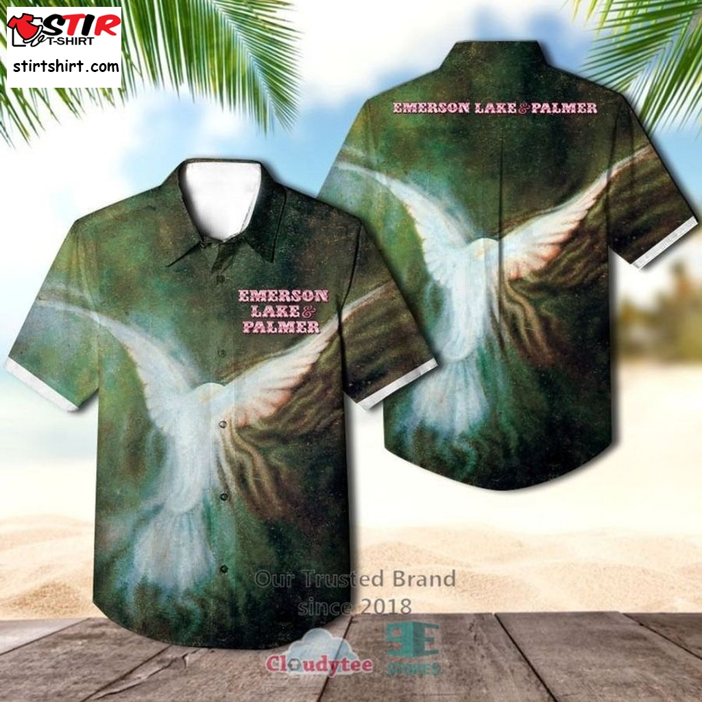 Emerson, Lake And Palmer Green Album Hawaiian Casual Shirt    s Green