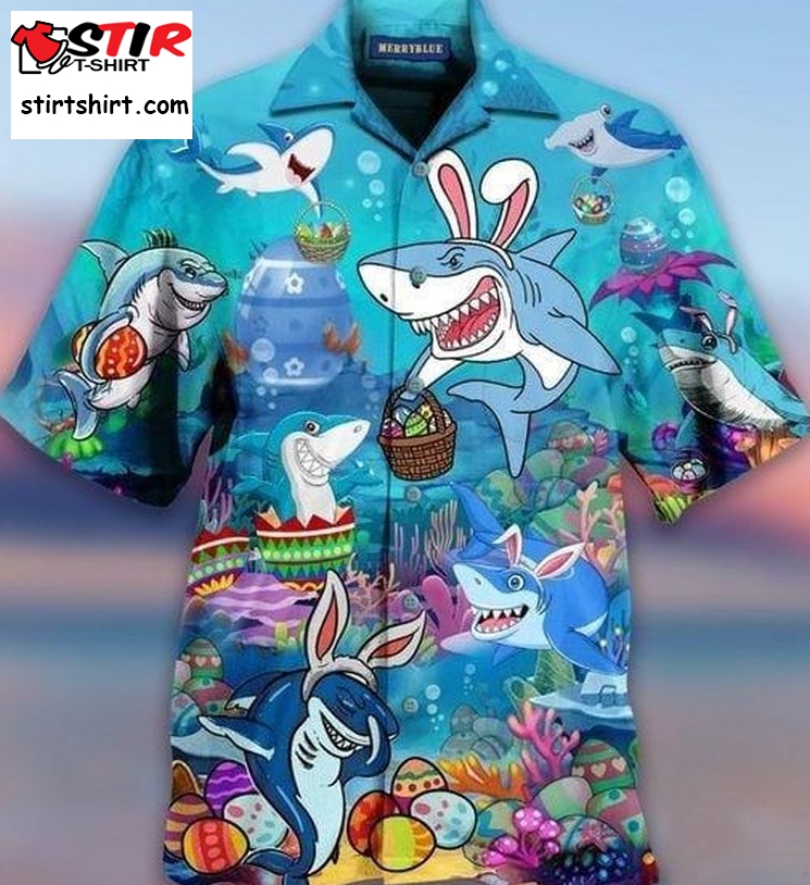 Enjoy Easter With Sharks Hawaiian Shirt Pre13180, Hawaiian Shirt, Beach Shorts, One Piece Swimsuit, Polo Shirt, Funny Shirts, Gift Shirts