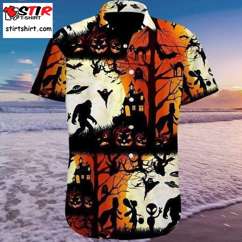 Ew People Bigfoot Ufo Halloween Camping Hawaiian Shirt Pre13188, Hawaiian Shirt, Beach Shorts, One Piece Swimsuit, Polo Shirt, Funny Shirts