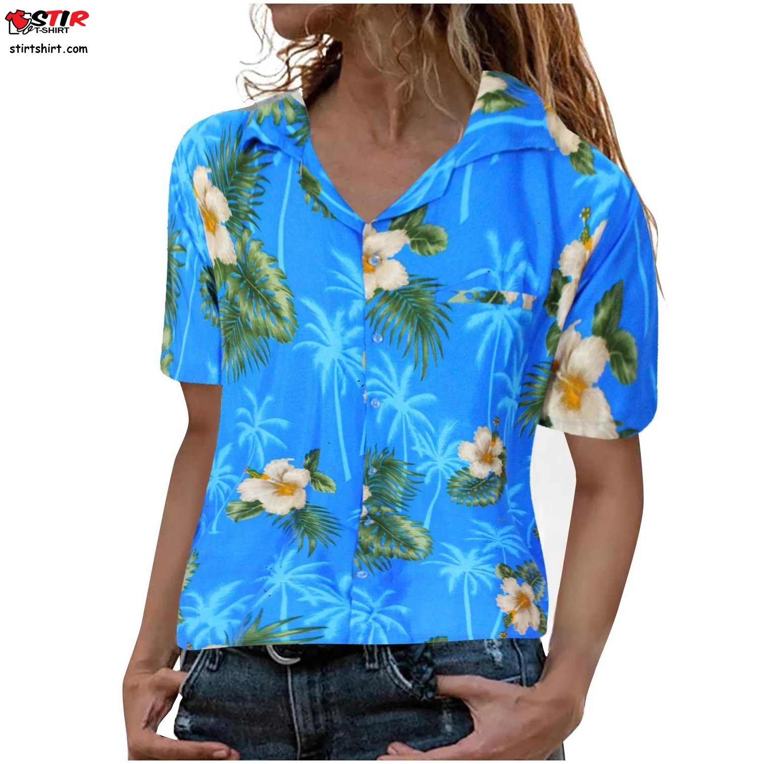 Fashion Women Hawaiian Shirt Tropical Floral Printting Short Sleeve Casual Top Summer Clothes Female Beach Shirts  Ladies s
