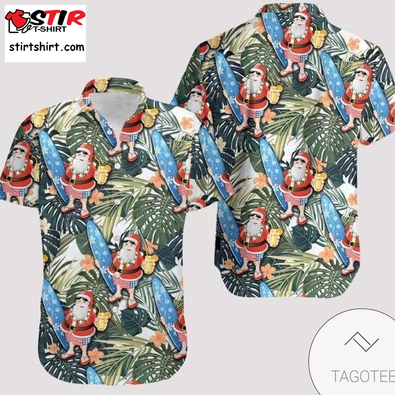 Find Christmas Santa Claus Surfing Funny Hawaiian Aloha Shirts V