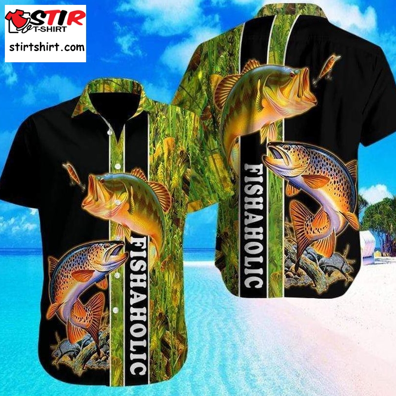 Fishaholic Black Green Hawaiian Shirt Pre11700, Hawaiian Shirt, Beach Shorts, One Piece Swimsuit, Polo Shirt, Funny Shirts, Gift Shirts, Graphic Tee   Copy   Copy