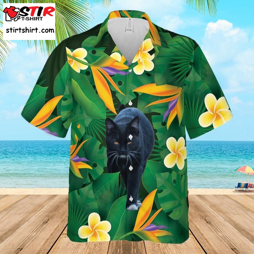 Floral Tropical Black Cat Hawaiian Shirt Pre10301, Hawaiian Shirt, Beach Shorts, One Piece Swimsuit, Polo Shirt, Funny Shirts, Gift Shirts   Copy   Copy