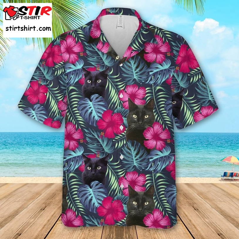 Floral Tropical Black Cat Hawaiian Shirt Pre10303, Hawaiian Shirt, Beach Shorts, One Piece Swimsuit, Polo Shirt, Funny Shirts, Gift Shirts   Copy   Copy