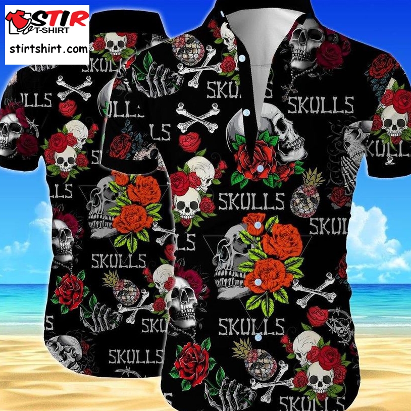 Flower Skull Hawaiian Shirt Pre13140, Hawaiian Shirt, Beach Shorts, One Piece Swimsuit, Polo Shirt, Funny Shirts, Gift Shirts, Graphic Tee   Copy   Copy