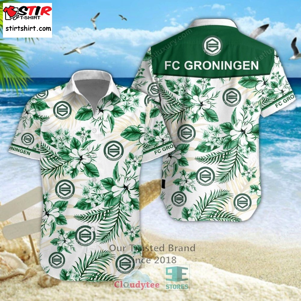 Football Club Groningen Green White Hawaiian Shirt, Short    s Green