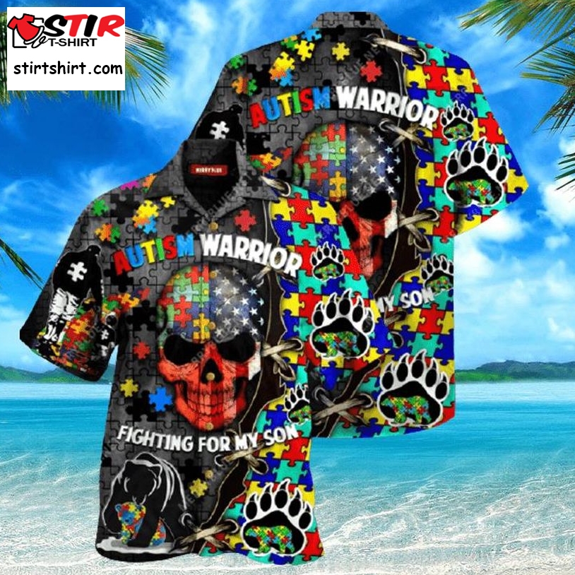 For My Son Warrior Fighting Autism Awareness Hawaiian Shirt Pre10177, Hawaiian Shirt, Beach Shorts, One Piece Swimsuit, Polo Shirt, Funny Shirts   Copy   Copy