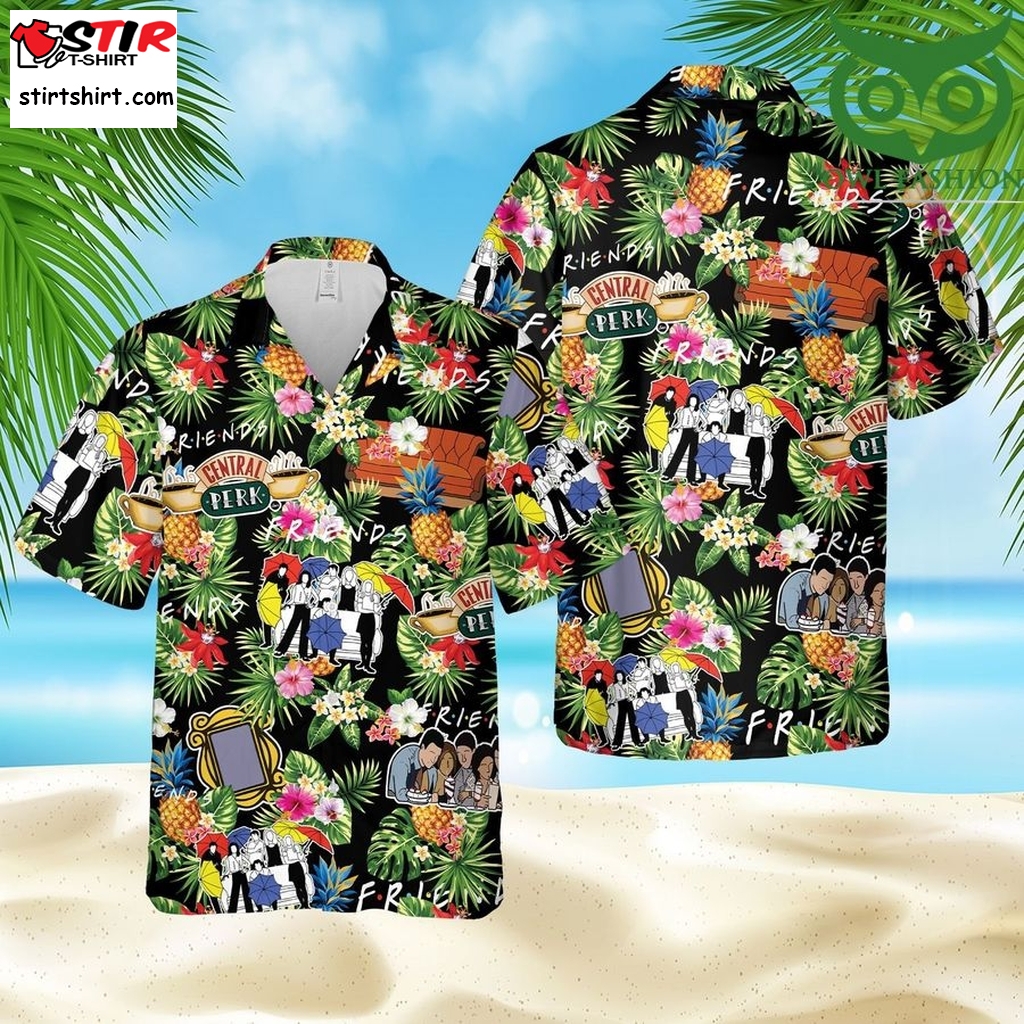 Friends Central Perk Tropical Summer Green Hawaii Beach Hawaiian Outfit  s Green
