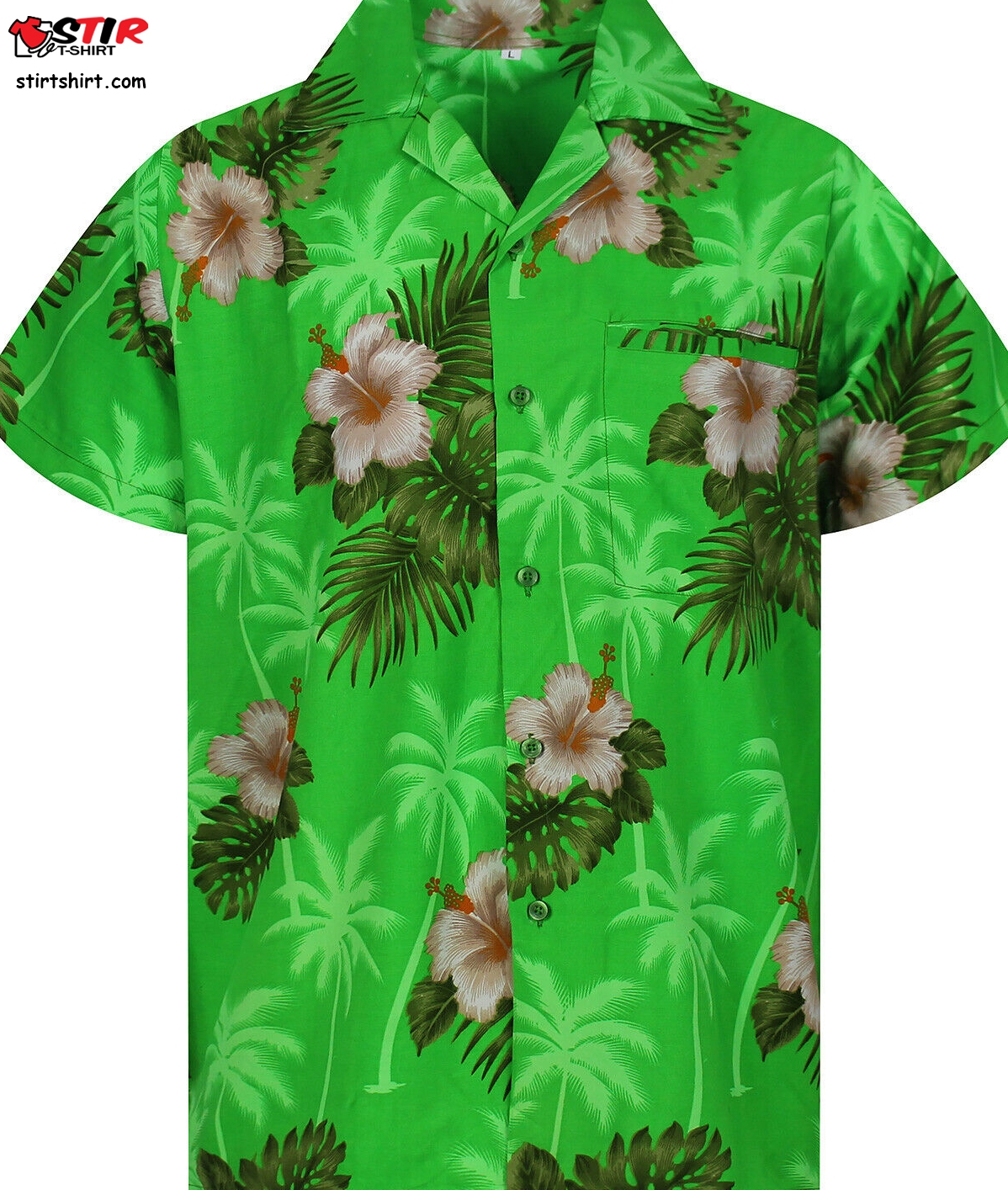 Funky Hawaiian Shirt Small Flower Green   Green