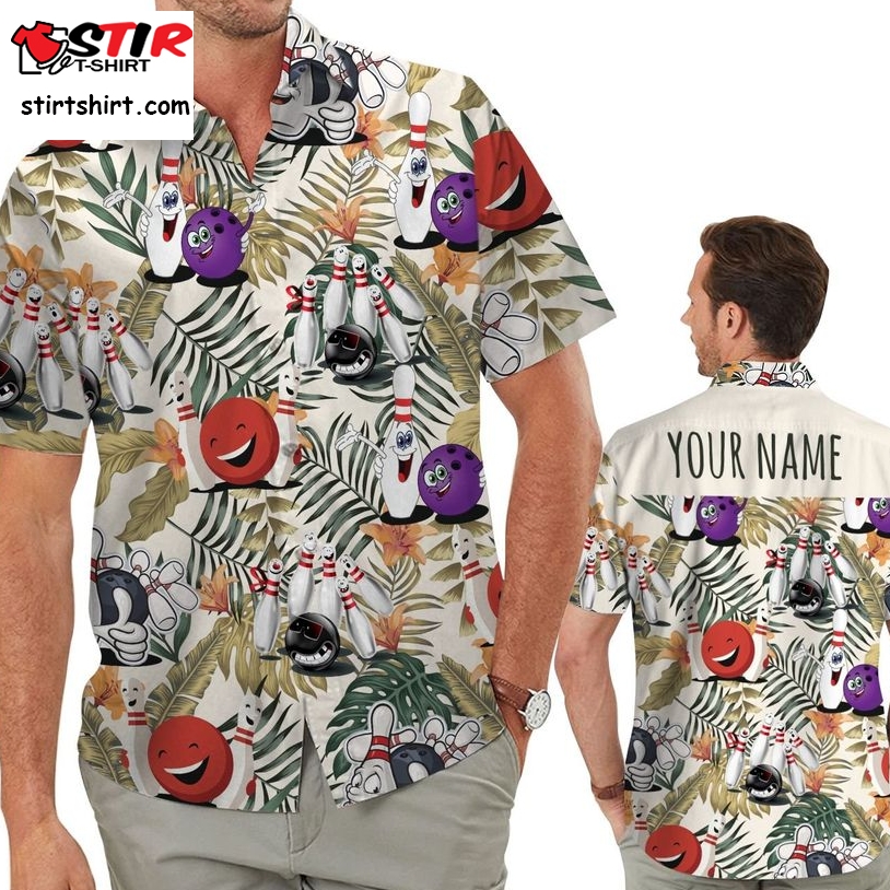 Funny Bowling Tropical Floral Custom Name Personalized Gifts Men Aloha Hawaiian Shirt For Bowler Sport Lovers On Beach Summer   Copy   Copy