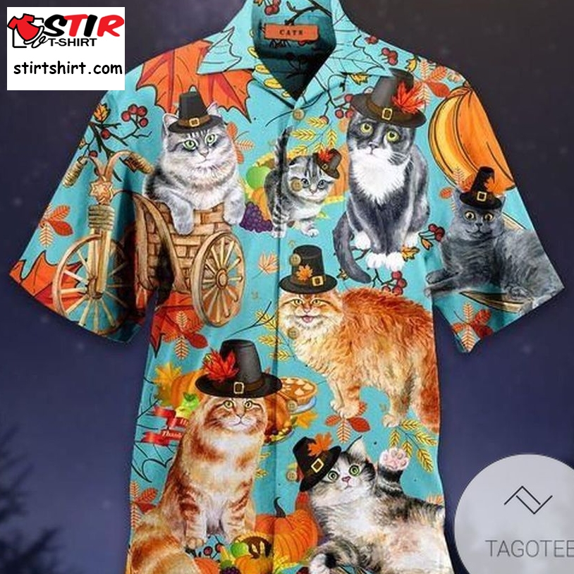 Funny Cat Thanksgiving Hawaiian Aloha Shirts   Copy   Copy