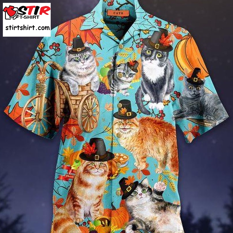 Funny Cat Thanksgiving Unisex Hawaiian Shirt Pre13135, Hawaiian Shirt, Beach Shorts, One Piece Swimsuit, Polo Shirt, Funny Shirts, Gift Shirts   Copy   Copy
