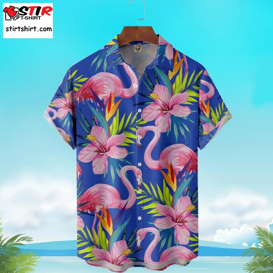 Funny Flamingo Chest Pocket Flamingo Hawaiian Shirt For Men Women  Hawaiian T Shirt Womens