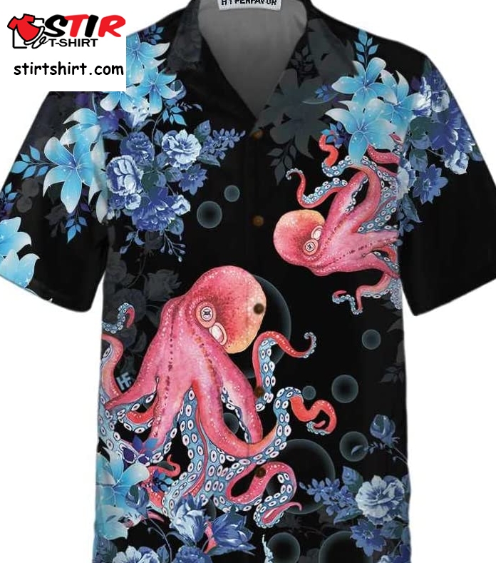Funny Octopus Shirt For Men _ Women   Casual Short Sleeve Octopus Print Shirt