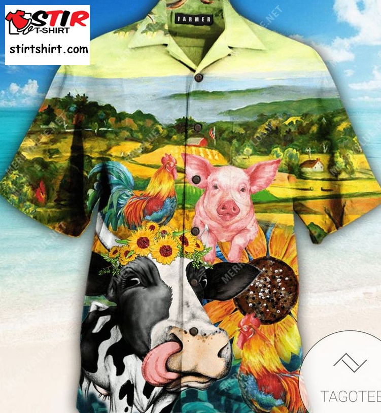 Get Here Funny Farmer Unisex Authentic Hawaiian Shirt 2023