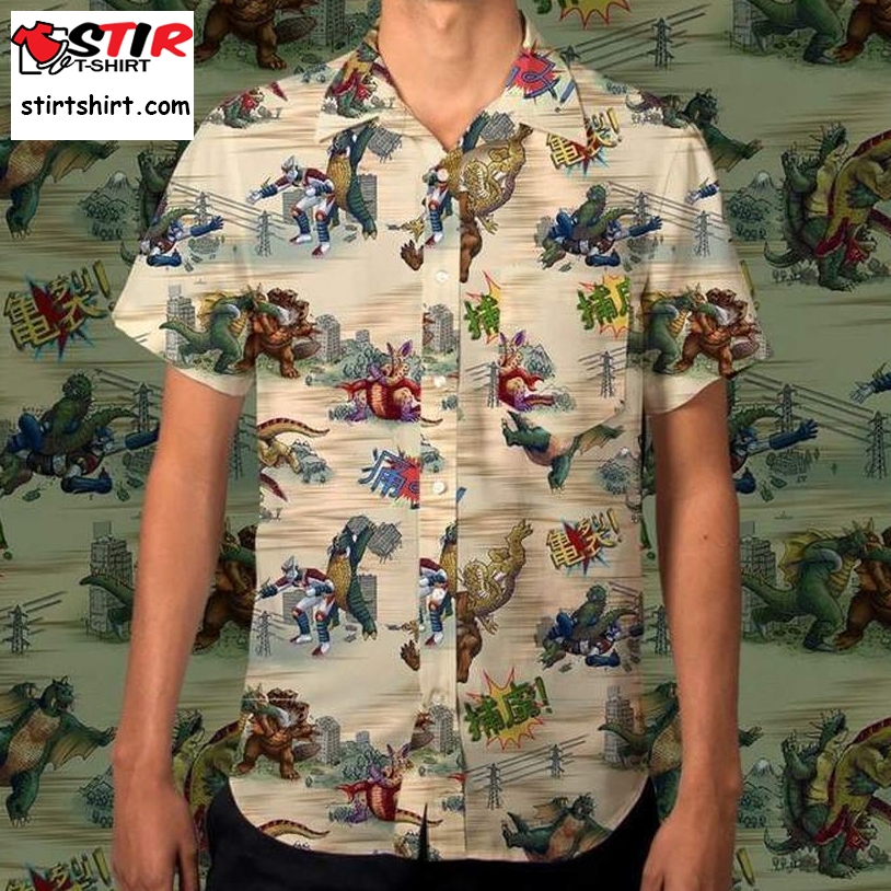 Godzilla King Of Monster Hawaiian Shirt Pre13070, Hawaiian Shirt, Beach Shorts, One Piece Swimsuit, Polo Shirt, Funny Shirts, Gift Shirts