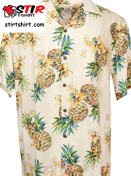 Golden Pineapple Mens Shirt In Cream  Beige 