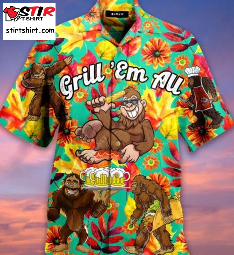Grill Em All Funny Barbecue Hawaiian Shirt Pre11899, Hawaiian Shirt, Beach Shorts, One Piece Swimsuit, Polo Shirt, Funny Shirts, Gift Shirts