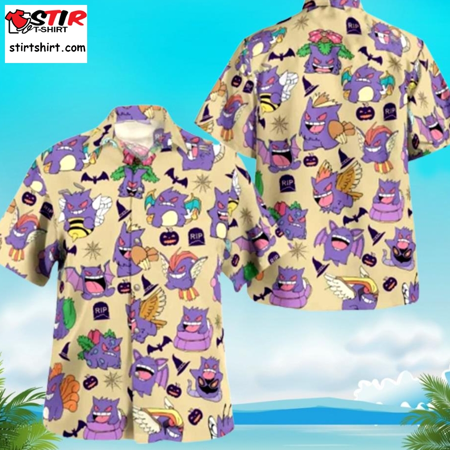 Grumpy Gengar Carnival Hawaiian Shirt Pokemon Hawaiian Shirt