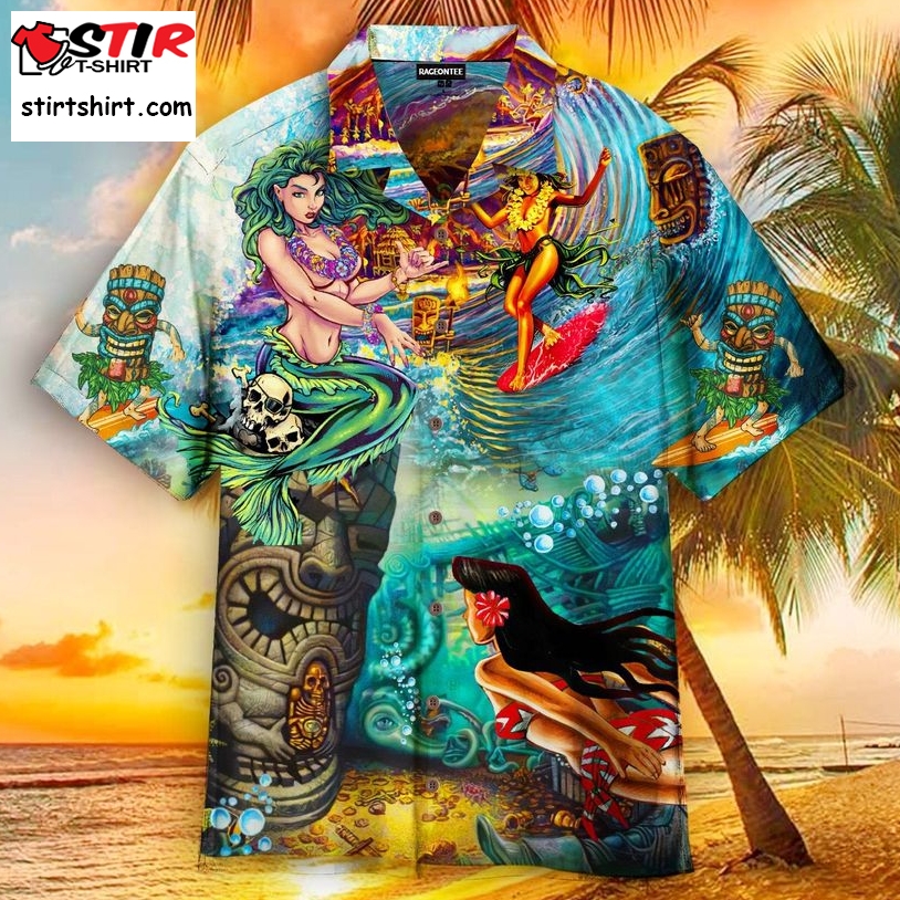 Happy Surfing Day With Tiki Bar Hawaiian Shirt Pre11472, Hawaiian Shirt, Beach Shorts, One Piece Swimsuit, Polo Shirt, Funny Shirts, Gift Shirts