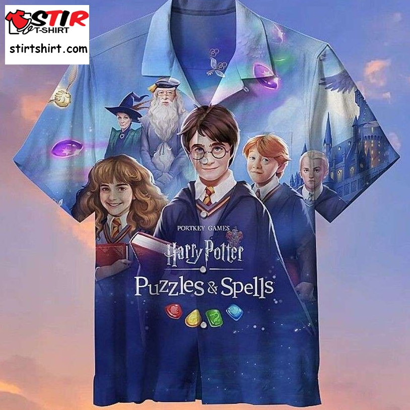 Harry Potter And Friends Puzzles Spells Hawaiian Shirt  Harry Potter 