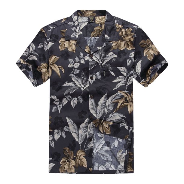 Hawaiian Shirt Aloha Shirt In Black And Gold Leafjpeg