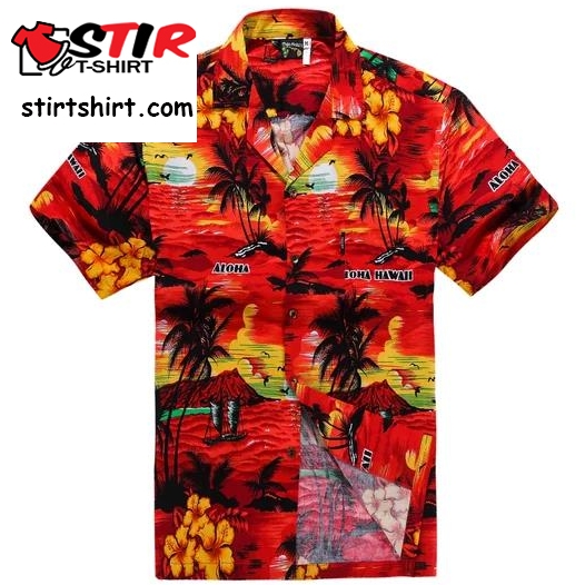 Hawaiian Shirt Aloha Shirt In Red Sunset Science View