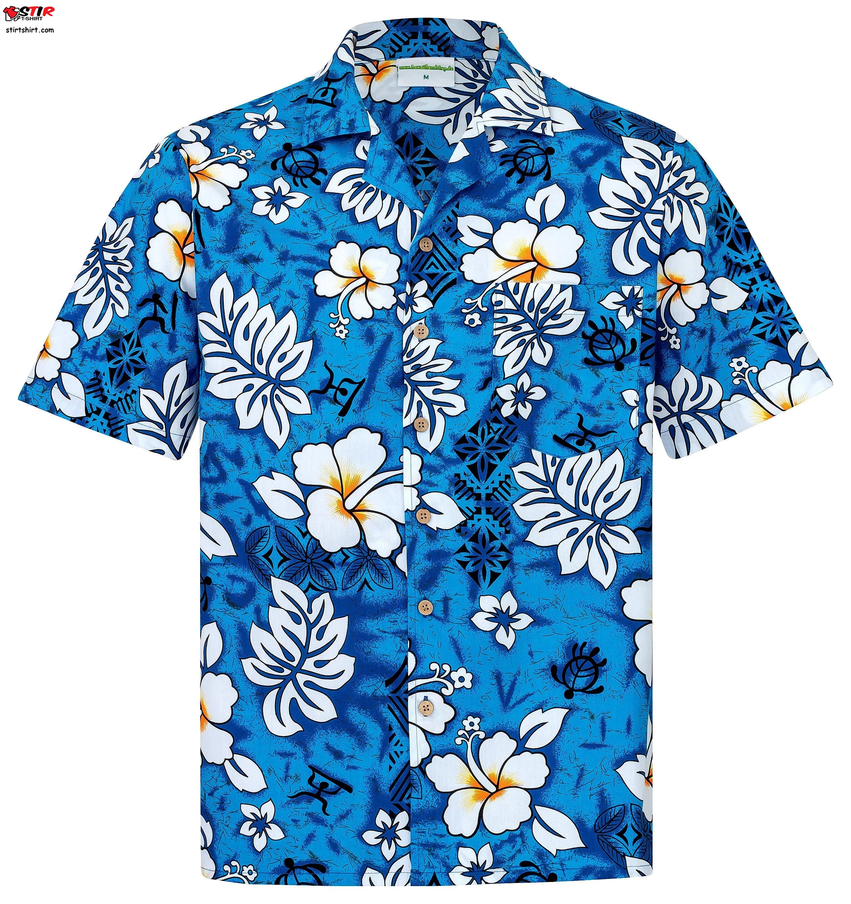 Hawaiian Shirt Classic Flowers Blue  s Blue
