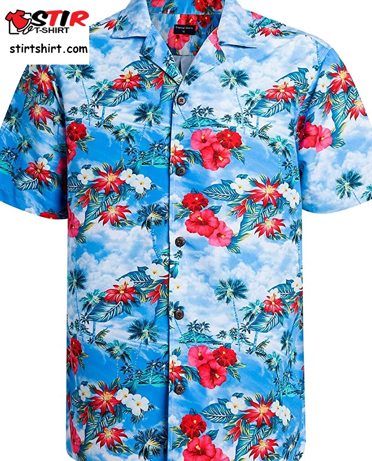 Hawaiian Shirts For Men Short Sleeve Regular Fit Mens Floral Shirts   Flowers