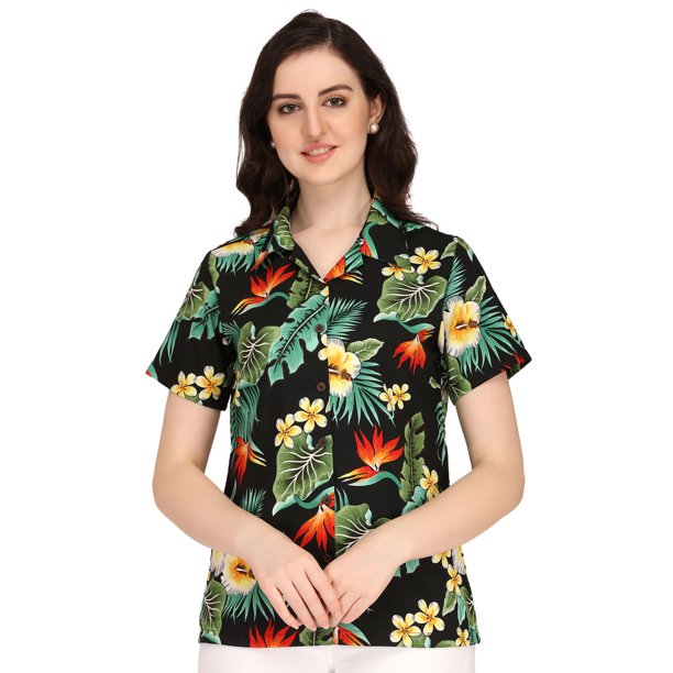 Hawaiian Shirts Womens Flower Leaf Beach Aloha Top Blousejpeg  Ladies s