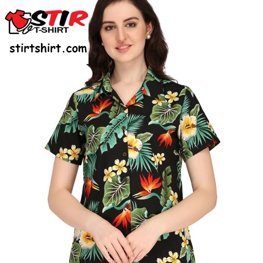 Hawaiian Shirts Womens Flower Leaf Beach Aloha Top Blouse  Ladies s