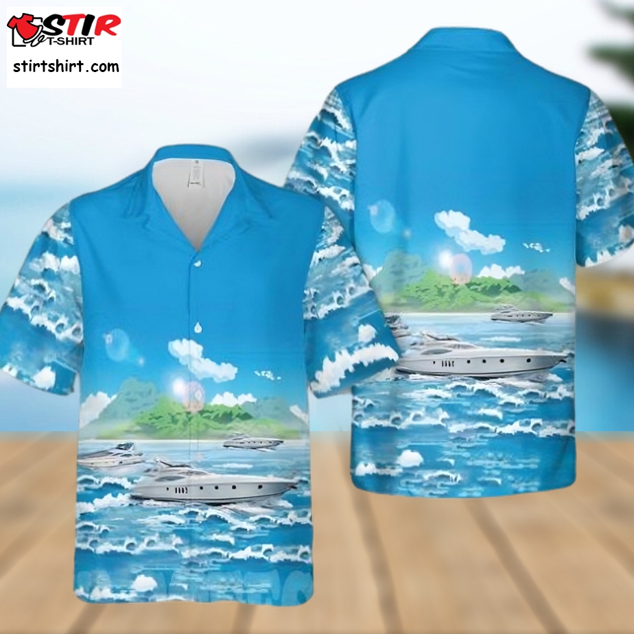High Quality Azimut 68 Blue Sky Summer Set Hawaiian Shirt  Blue Sky Inn 