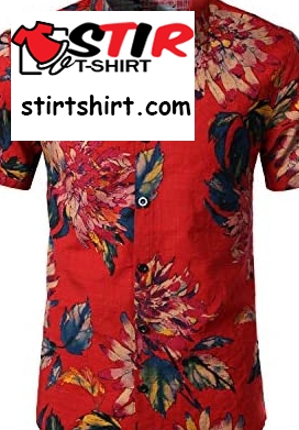 Jogal Men_S Flower Casual Button Down Short Sleeve Hawaiian Shirt, Red  Jogal 