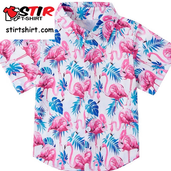 Kids Summer Hawaiian Shirt Short Sleeve Turn Down Collar Beach Clothes Floral Printing Fashion Boys Hot Selling Shirt  Hot Pink 