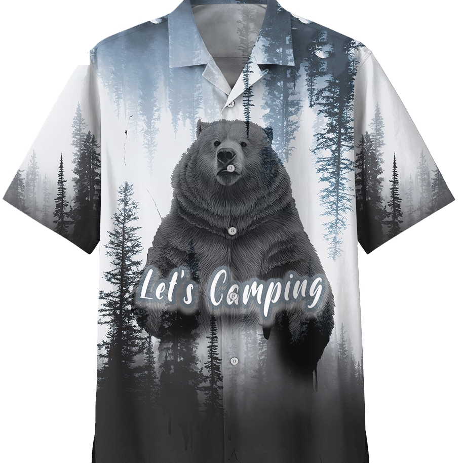 Let_S Camping Bear Aloha Hawaiian Shirt Colorful Short Sleeve Summer Beach Casual Shirt  Bears 