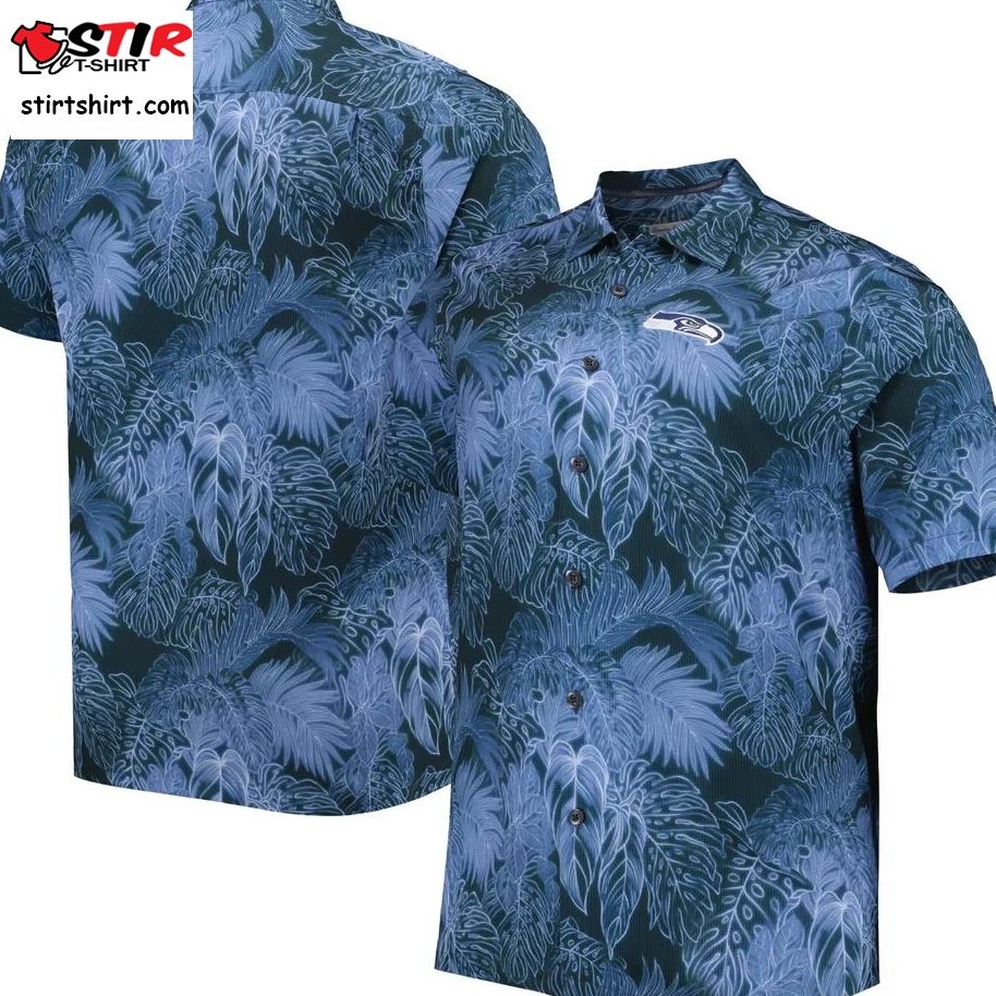 Lids Seattle Seahawks Tommy Bahama Big _ Tall Coast Luminescent Fronds Camp Islandzone Button Up Shirt