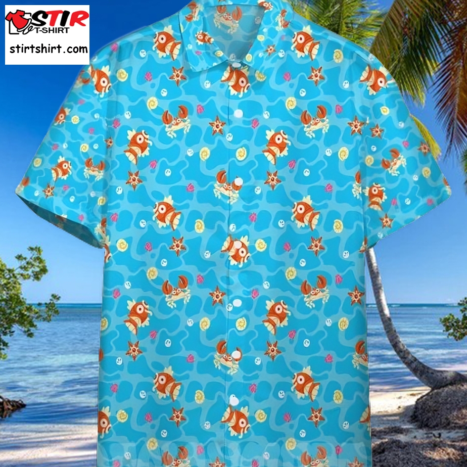 Magikarp Pokemon Floral Pattern All Over Print Hawaiian Shirt