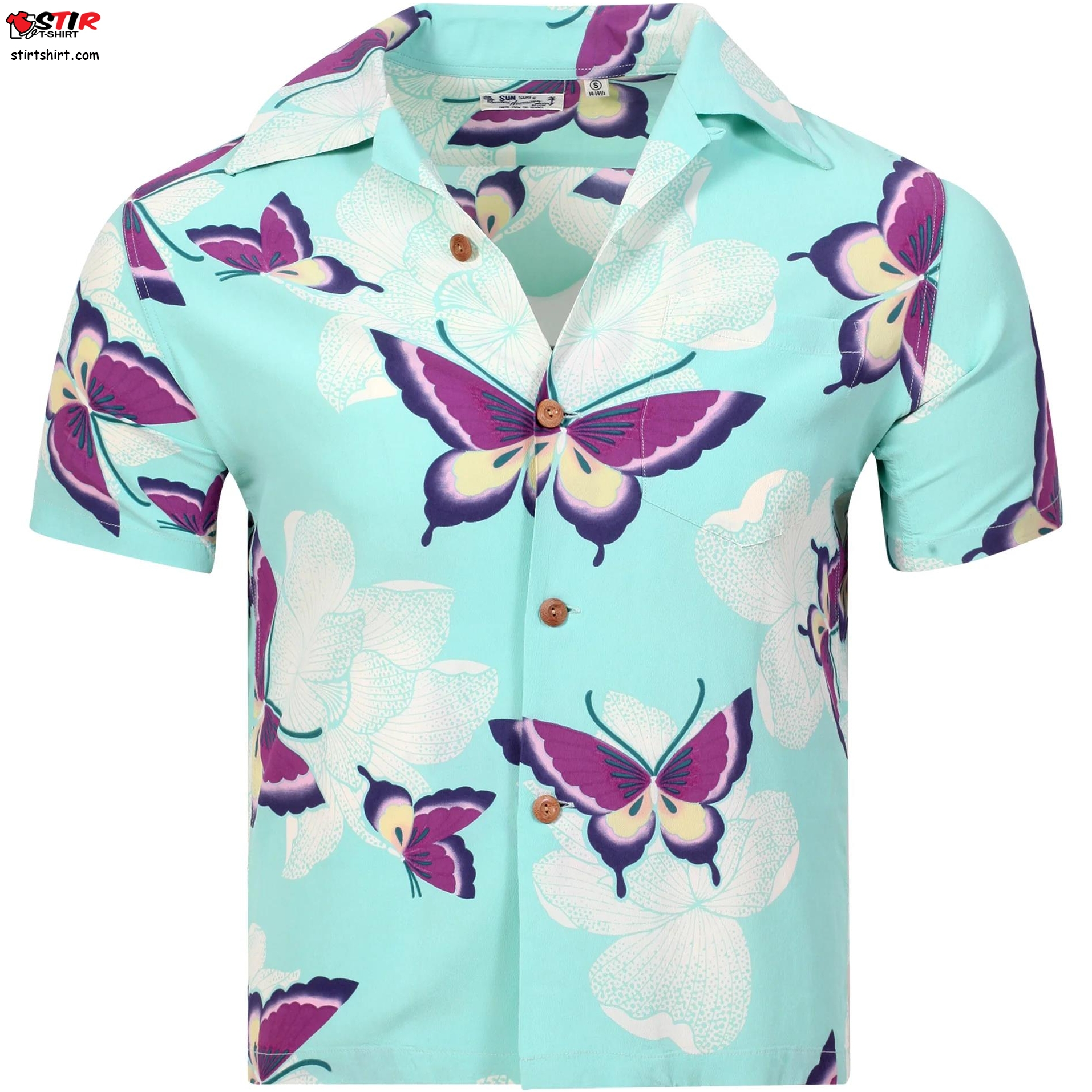Mariposa Rayon Short Sleeve Blue Hawaiian Shirt  Pink And Blue 