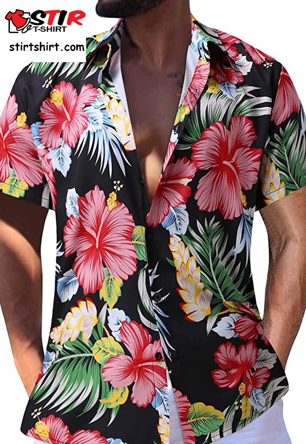 Men_S Fashion Shirt Casual Slim Fit T Shirt Men Hawaiian Beach Shirts Hawaiian Shirts   Fashion