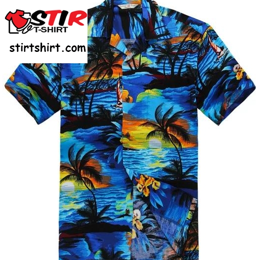 Men_S Hawaiian Shirt Aloha Shirt S Sunset Blue