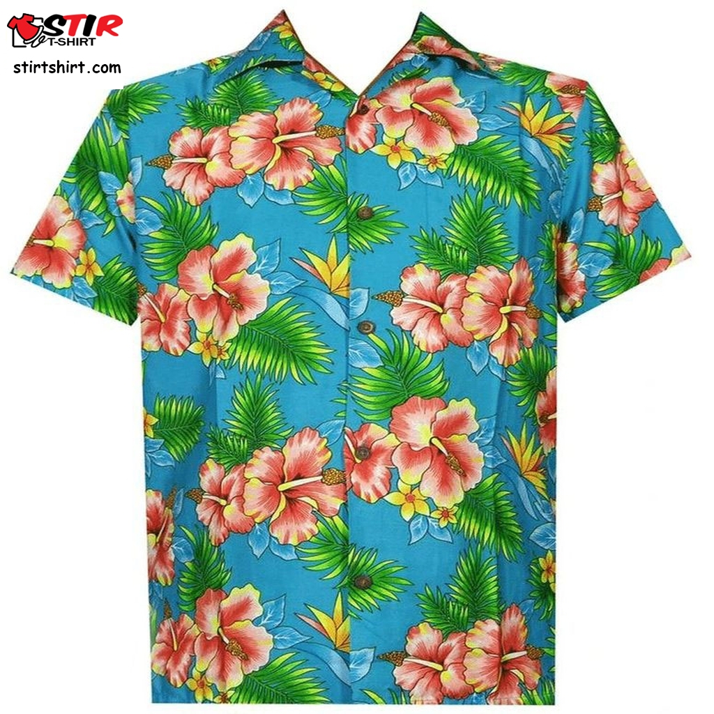 Mens Hawaiian Shirt Hibiscus Flower Print Beach Party Aloha Camp Hawaiian Shirt For Men  Mens s