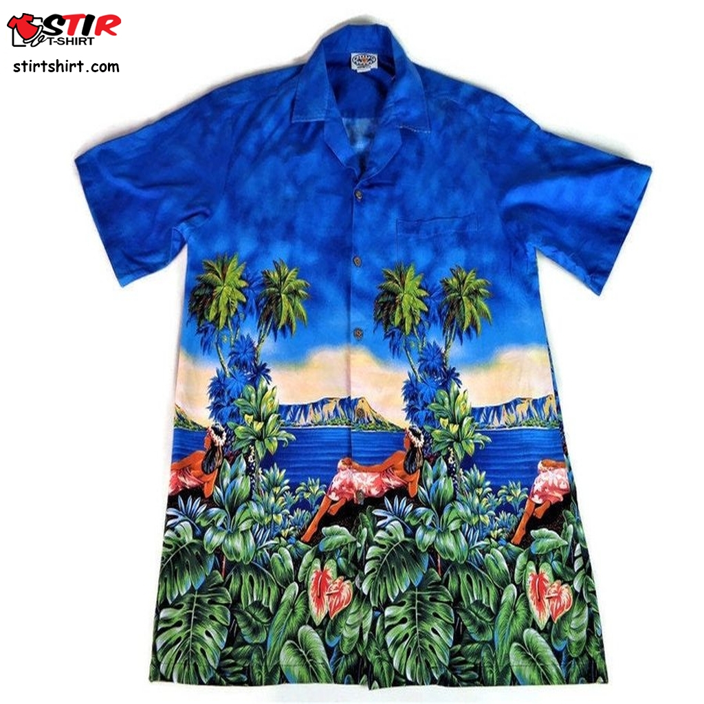 Mens Hawaiian Shirt, Pin Up Shirt Hawaii, Pacific Legend, Tropical Dress Shirt, Aloha Shirt, Relaxed Clothing Men, Size Xl  Mens s