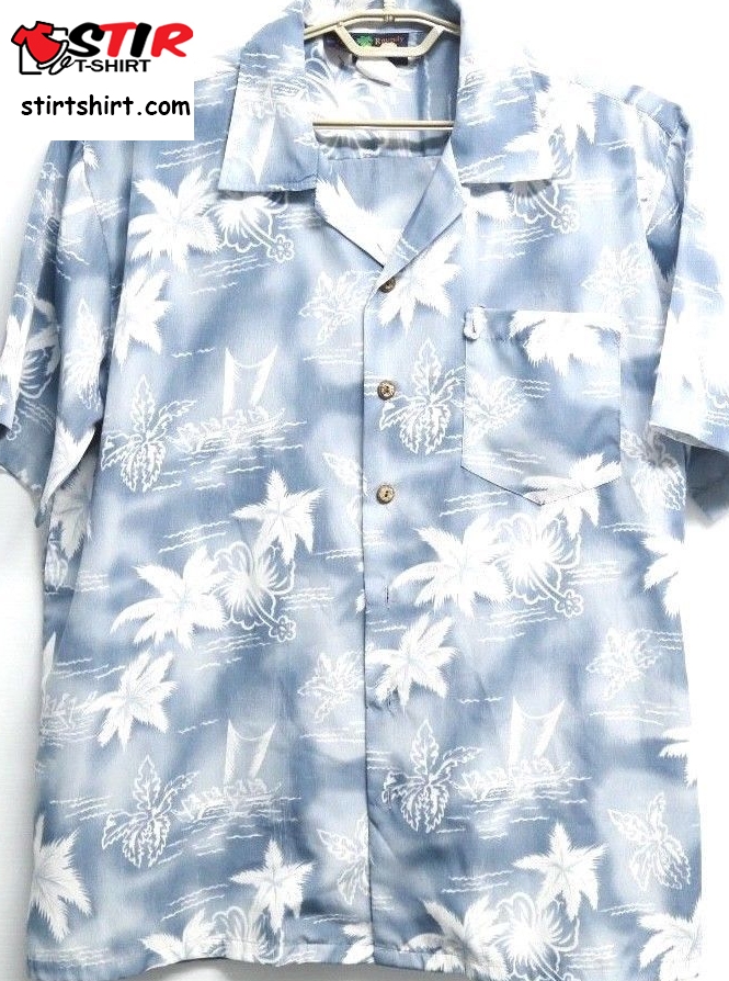 Men_S Roundy Bay Hawaiian Shirt Blue Floral Wood Buttons