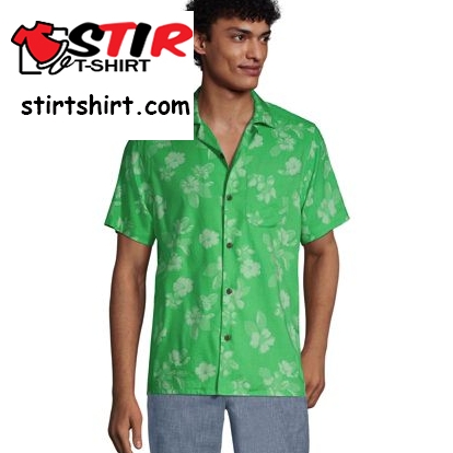Men_S Traditional Fit Short Sleeve Camp Collar Hawaiian Shirt   Green