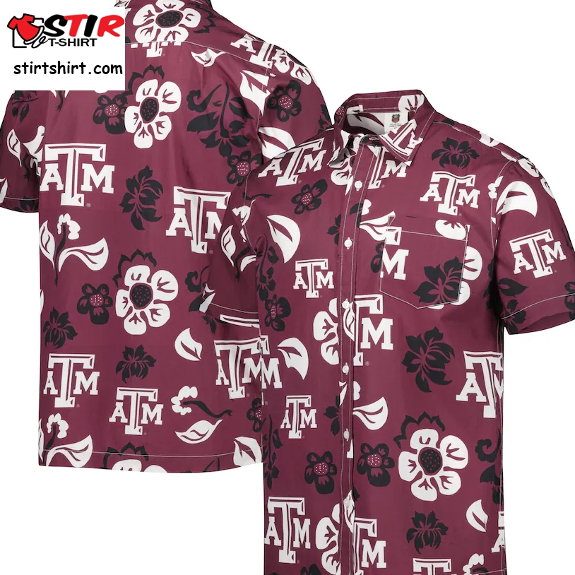 Men_S Wes _ Willy Maroon Texas A_M Aggies Floral Button Up Shirt  Texas A&m 