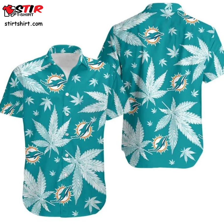 Miami Dolphins Hawaiian Shirt Funny Weed Pattern Shirt  Miami Dolphins 